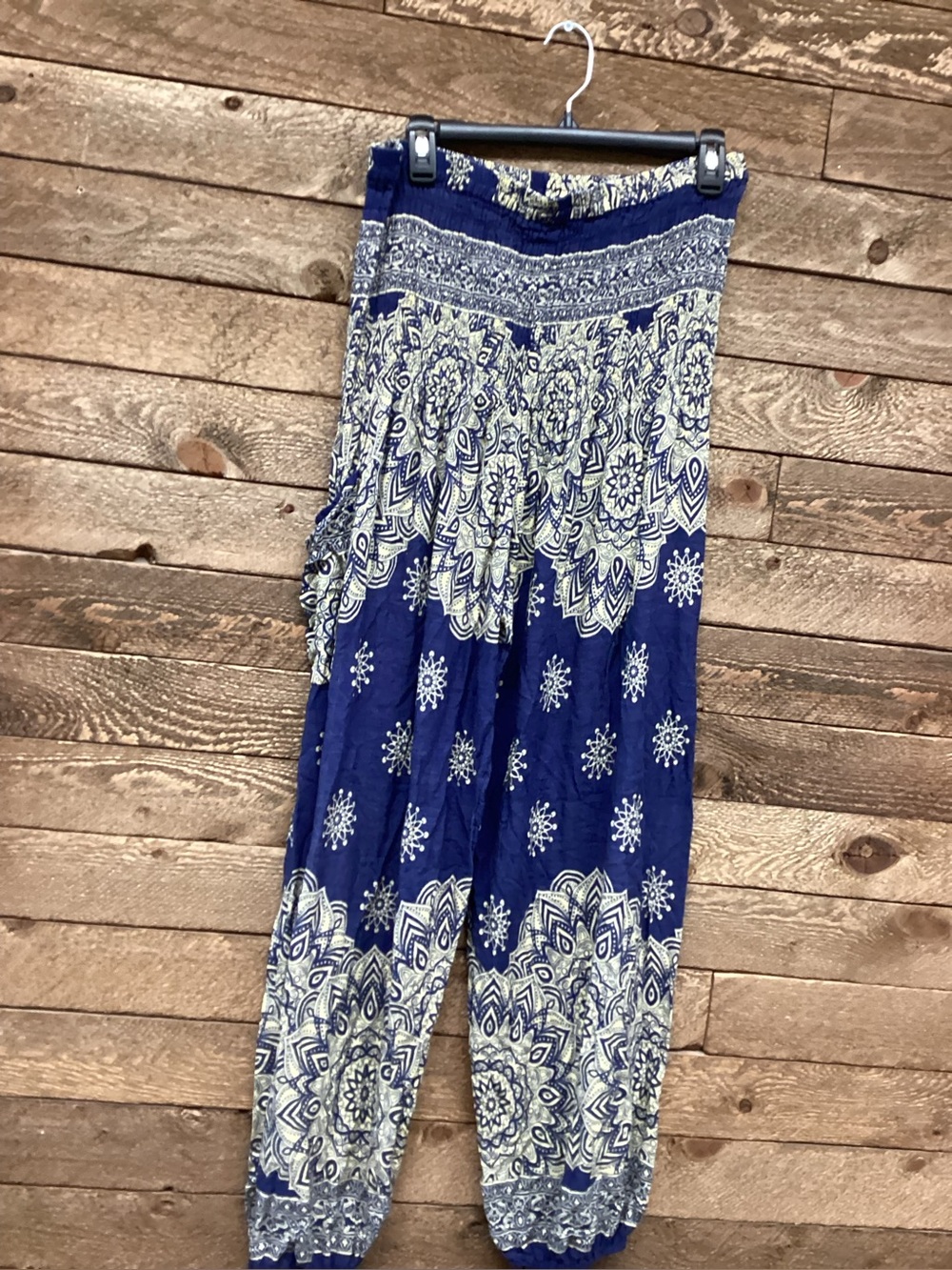 Boho Mandala Harem Pants Blue & Ivory Festival Lounge Pants XL